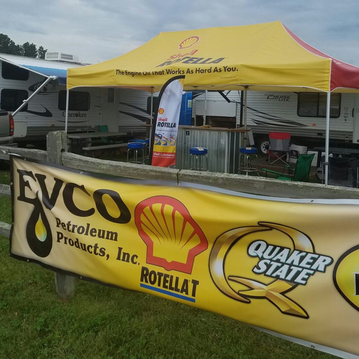 EVCO Petroleum Pit Banner and tent